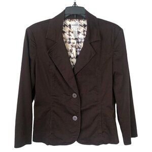 Chico's Blazer Two Button Fitted Brown Lined Jacket W/ Pockets Womens Size S